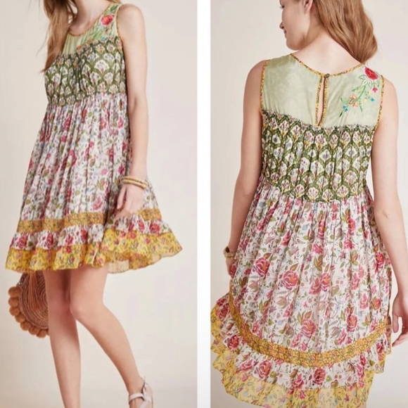Anthropologie Tanvi Kedia Ananya Embroidered Dress - Picture 1 of 15